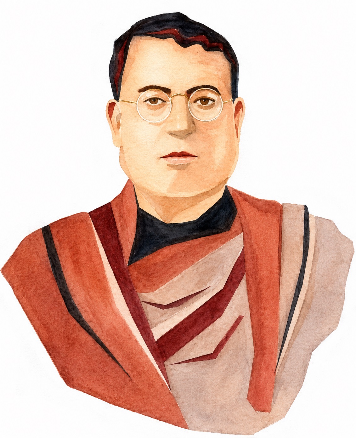 Watercolour portrait of Kaviraj Jamini Bhushan Ray